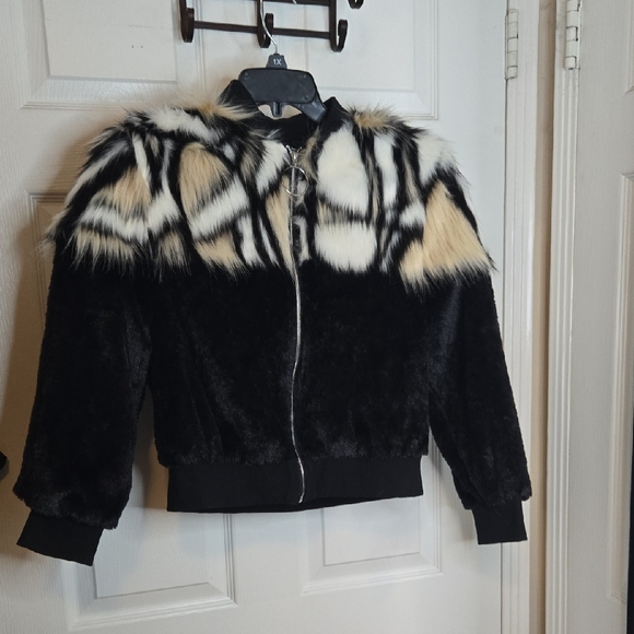 SHEIN Jackets & Blazers - SHEIN Black and White Faux Fur Coat